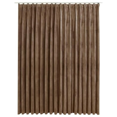 vidaXL Vorhang Verdunkelung mit Haken Verdunkelungsvorhang Kräuselband Thermo Gardine Blickdicht Dekoschal Wohnzimmer Samt Beige 290x245cm