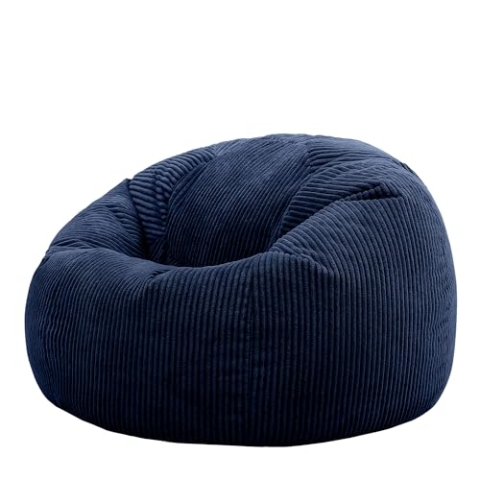 Icon Kingston Sitzsack Cord, Dunkelblau, Sitzsack Erwachsene mit Füllung, Bean Bag, Cord Sessel, Lounge Sessel, Lounge Stuhl, Schlafzimmer, Wohnzimmer, Wohnzimmer Möbel
