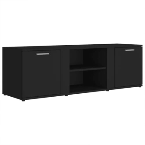 vidaXL TV Schrank mit 2 Türen 2 Fächern TV Möbel Lowboard Fernsehtisch Fernsehschrank Sideboard HiFi-Schrank Schwarz 120x34x37cm Holzwerkstoff