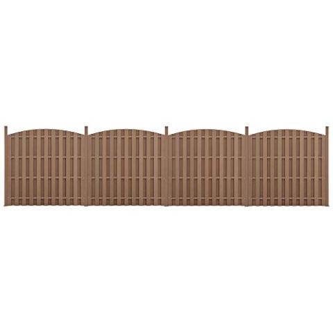 neu.holz WPC Gartenzaun mit Rundbogen und Pfosten 185x747cm Braun Sichtschutz Windschutz Lamellenzaun Zaun