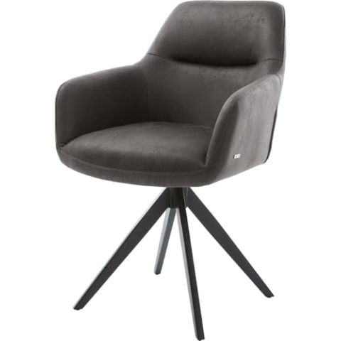 DELIFE Polsterstuhl Pejo-Flex Kreuzgestell kantig Schwarz Mikrofaser Anthrazit Vintage Taschenfederkern