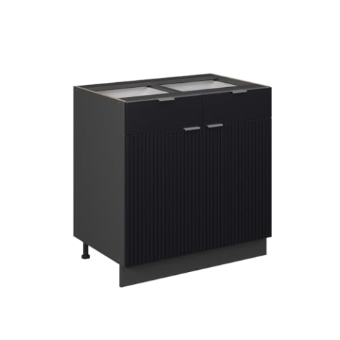 Vicco Küchenschränke Fame-Line, Schwarz gestreift, 80 cm ohne Arbeitsplatte