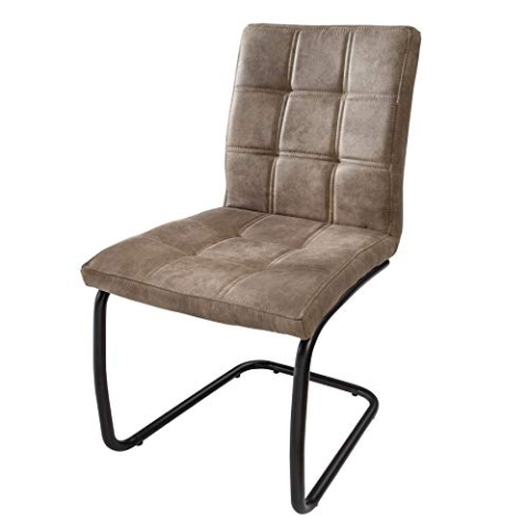 invicta INTERIOR Industrial Freischwinger Stuhl Modena Vintage Taupe mit Ziersteppung Esszimmerstuhl Schwingstuhl Küchenstuhl Besucherstuhl