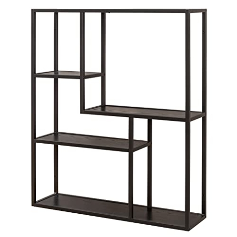 Riess Ambiente Industrial Wandregal Slim LINE 91cm Esche schwarz fünf Regalböden Regal Bücherregal