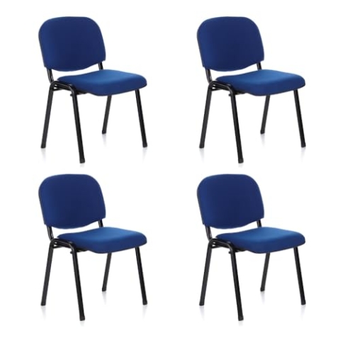 hjh OFFICE 4er Set Besucherstuhl stapelbar XT 600 Konferenzstuhl Stapelstuhl gepolstert, Metallgestell, Stoffbezug Blau 704510