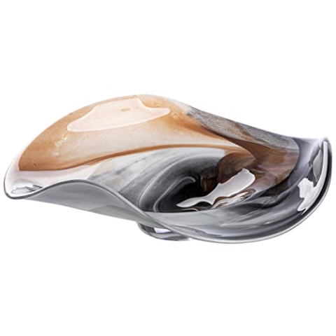 GILDE Glas Schale Draga - Dekoschale Ø 46 cm braun schwarz Mamor Optik - europäische Herstellung