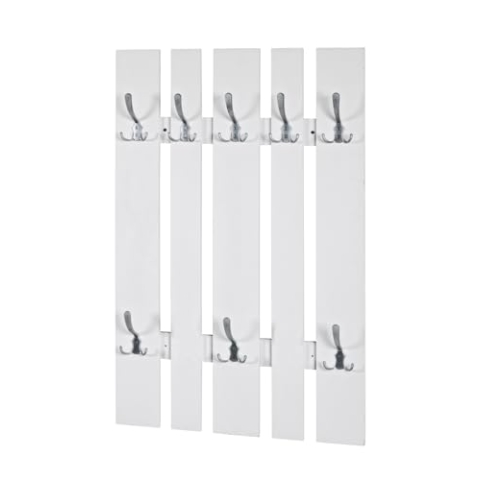 HAKU Möbel Wandgarderobe edelstahloptik, weiß, MDF, Metall - Maße: B 65 cm x H 100 cm x T 9 cm, Style: Modern