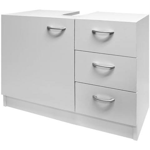 Casaria® Waschbeckenunterschrank mit 3 Schubladen Holz Weiß Waschbecken Unterschrank 63x30x54cm Bad Waschtischunterschrank Schmal Stehend Badezimmer