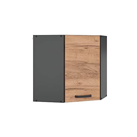 Vicco Eckhängeschrank R-Line, Küchen-Eckschrank, Goldkraft Eiche/Anthrazit, 57 cm