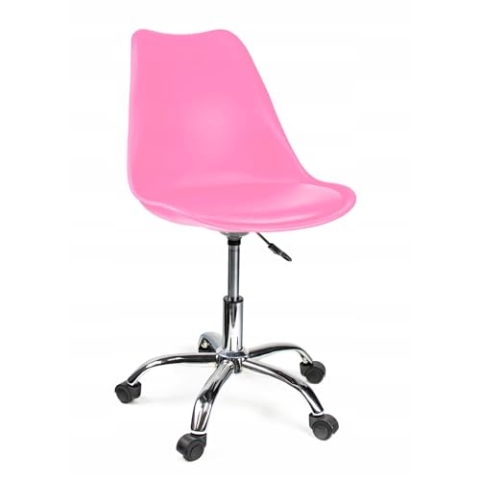 JUMI Praktisch Bürostuhl IGER - 51 x 78 x 60 cm Bürostuhl Ergonomisch, Gaming Stuhl - Pc Stuhl, Schreibtischstuhl, Drehstuhl Mit Rollen, Höhenverstellung, Kunstoff (Öko-Leder, Rosa)