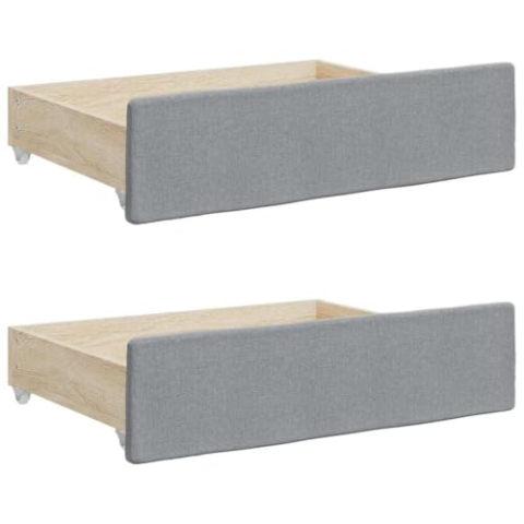 vidaXL Bettschubladen 2 STK., Bettkasten mit Rollen, Schubkasten Schublade für Bett, Bettschubkasten Unterbettschublade, Hellgrau Holzwerkstoff Stoff