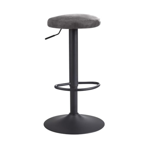 Wohnling Barhocker Grau Wildlederoptik Hocker ohne Lehne 58-79 cm, Küchenhocker Stoff/Metall 100kg, Design Barstuhl Tresenhocker Drehbar Bistrohocker