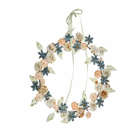 Loberon Kranz Littleton, von Hand Gearbeitet, Romantisch & Filigran, Detailreich Gestaltet, Vintage-Look, Leicht Rostiges Antik-Finish, Dekoration, Eisen, bunt