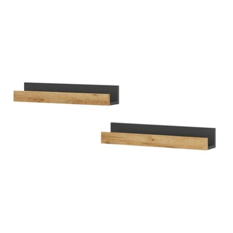 Vicco Wandregal Tomy, Anthrazit/Goldkraft Eiche, 60 x 10 cm 2er Set