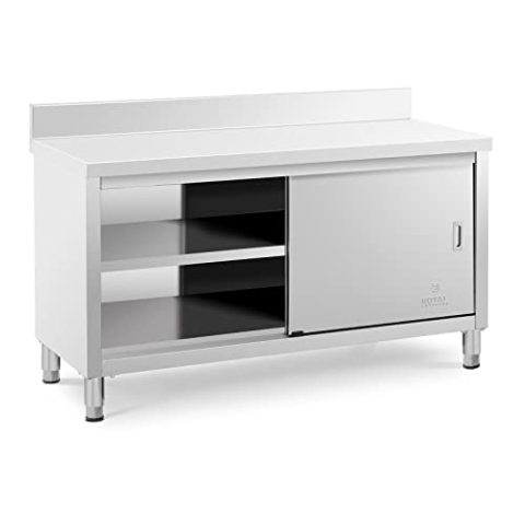 Royal Catering Arbeitsschrank Edelstahl 150 x 60 x 85 cm Aufkantung 500 kg Tragkraft Gastro Edelstahlschrank
