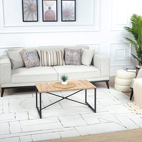 Surya Rundvik Wohnzimmer Teppich modern – Abstrakt Design in Marmor Optik für Wohnzimmer 200x275 cm, Esszimmer, Schlafzimmer - Marmor Teppich groß, weicher Teppich Kurzflor in Orange Braun und Creme
