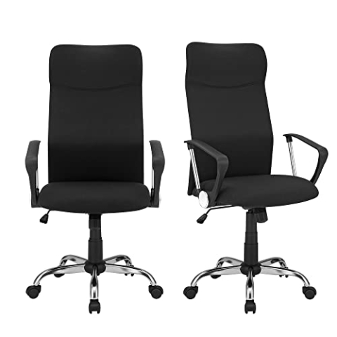 SONGMICS Bürostuhl, 2er Set, ergonomischer Schreibtischstuhl, Drehstuhl, gepolsterter Sitz, höhenverstellbar und neigbar, jeder Stuhl bis 120 kg belastbar, schwarz OBN034B01-2
