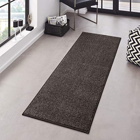 Hanse Home Pure Teppich – Wohnzimmerteppich dichter Kurzflor Robust Schlafzimmerteppich einfarbig Modern für Esszimmer, Wohnzimmer, Kinderzimmer, Flur, Schlafzimmer, Küche – Anthrazit, 80x400cm