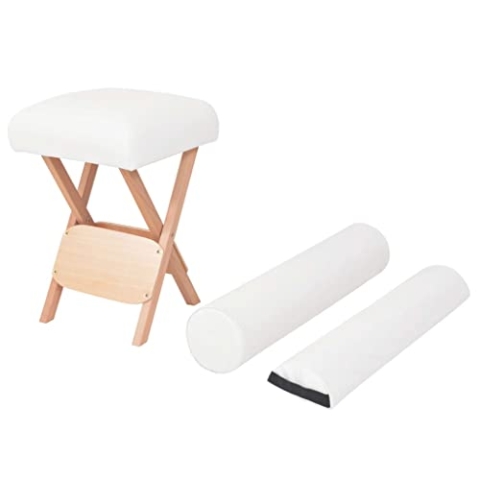 vidaXL Massage Hocker Klappbar Dickem Sitz Nackenrollen für Massageliege Therapieliege Arbeitshocker Klappstuhl Klapphocker Hocker 12cm Weiß