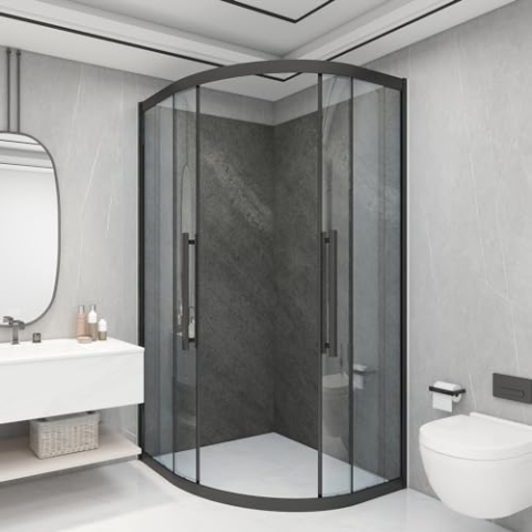 [neu.haus] Duschrückwandset Bladel 16er Set 120x60 cm Wandverkleidung Wanddeko wasserfest Badrückwand Duschrückwand Dekorwand 3 mm Bad Dusche WC Küche Grey Stone