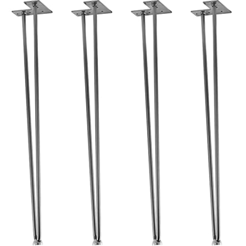 STILISTA® 4er Set Hairpin Legs Möbelfüße mit Zwei Stangen 10 bis 70 cm, schwarz oder Silber