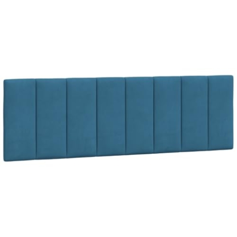 vidaXL Kopfteil Kissen, Kopfteilkissen mit Linien-Design, Bett Kopfkissen mit Klettverschlüssen auf Rückseite, Kopfteilpolster Kopfpolster, Blau 160cm Samt