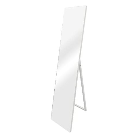 [en.casa] Standspiegel Barletta 150x35 cm Ganzkörperspiegel rechteckig Ankleidespiegel kippbar neigbar Weiß