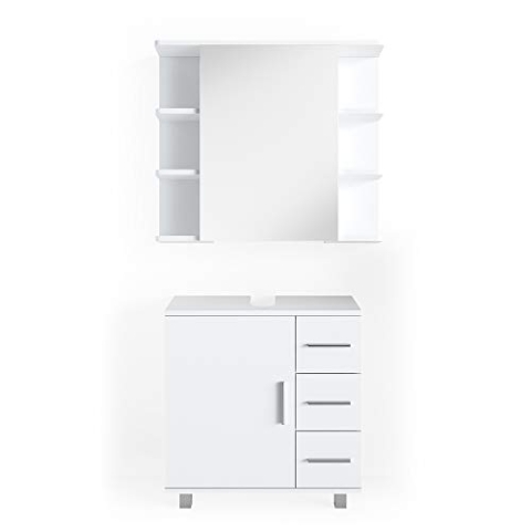 Vicco Badmöbel-Set Ilias, Badezimmerschrank-Set, Weiß, 2 Teile