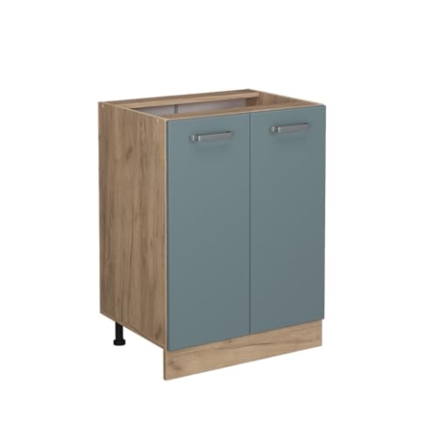 Vicco Küchenunterschrank R-Line, Blau-Grau/Goldkraft Eiche, 60 cm ohne Arbeitsplatte