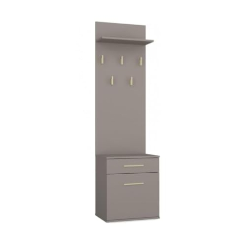 CDF Garderobe Duo | Farbe: Lehm (grau) | Großer Volumen | Kleiderbügel | Geräumiger Schuhschrank | Ideal für Diele, Flur | Praktische Ablagen | Modernes Aussehen