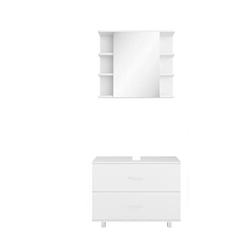 Vicco Badmöbel-Set Ilias, Badezimmerschrank-Set, Weiß, 2 Teile, Unterschrank 80 cm