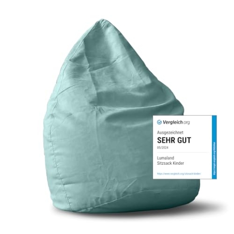 Lumaland Sitzsack Luxury 60x45cm | Microvelours Beanbag mit extra weichem & robustem Stoff | Für Erwachsene & Kinder| Ideal geeignet für Kinderzimmer | Sessel & Stuhl Bean Bag [Türkis]