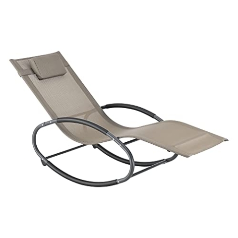 [en.casa] Schaukelliege Almaluez 153 x 63 x 80,5 cm Sonnenliege bis 120 kg Relaxliege mit Kopfpolster Beige