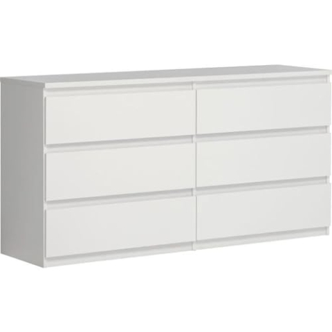 FORTE Chelsea Kommode 150 160, Moderne Kommode mit 6 Schubladen, Weißes Sideboard, Holzwerkstoff, Weiß, 154 cm breit x 79,9 cm hoch x 42,2 cm tief