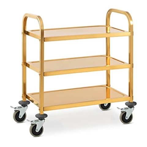 Royal Catering RCSW 2.1G Servierwagen 3 Borde 240 kg Küchenwagen Edelstahl Küchenrollwagen Servierwagen Edelstahl