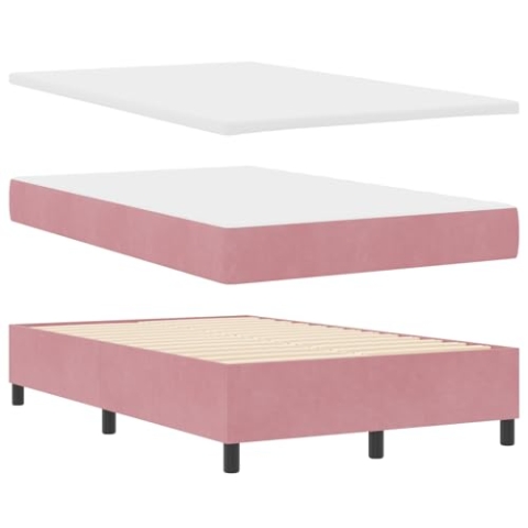 vidaXL Boxspringbett mit Matratze & Bank Rosa 120x200 cm Samt