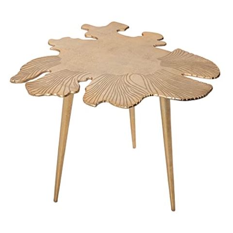 invicta INTERIOR Handgearbeiteter Couchtisch Leaf 57cm Gold im filigranen Blatt Design Handmade Wohnzimmertisch Tisch
