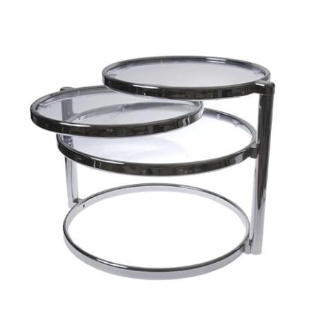 Leitmotiv Tisch Swivel Double - Chrom - 48x58x50cm - Rund - Stahl