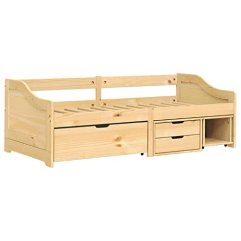 vidaXL Tagesbett, Gästebett mit 3 Schubladen, Sofabett Holzbett Latten-Design, Bettgestell Schlafsofa für Schlafzimmer Wohnzimmer, 90x200cm Massivholz Kiefer