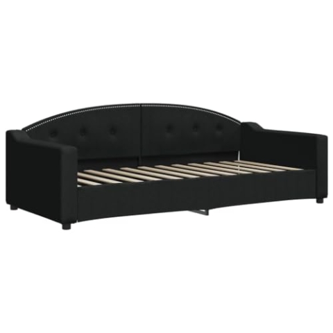 vidaXL Tagesbett, Gästebett 2-in-1, Sofabett Schlafsofa für Schlafzimmer Wohnzimmer, Bettsofa Sofa, Modernes Design, Schwarz 90x200cm Stoff