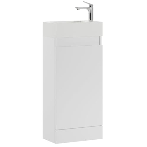 Badezimmer Badmöbel Peru 40 cm – Weiß Hochglanz – Badezimmermöbel mit Waschbecken