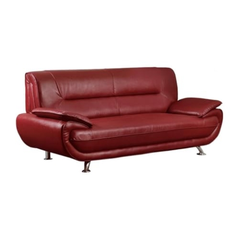 Vente-unique-Sofa 3-Sitzer - Kunstleder - Rot - Nigel