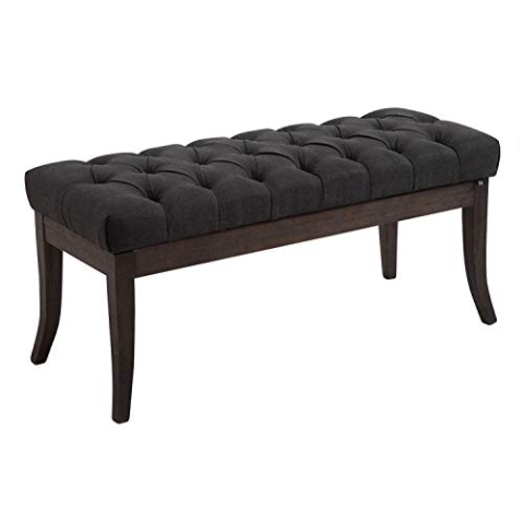 CLP Sitzbank Ramses mit hochwertiger Polsterung und Stoffbezug I Bank mit antik-dunklen Holzbeinen I Holzbank mit Einer Sitzhöhe von: 46 cm, Farbe:dunkelgrau, Größe:100 cm