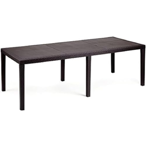 Dmora - Gartentisch Roma, Rechteckiger ausziehbarer EssRegal, ausziehbarer Gartentisch in Rattan-Optik, 100 % Made in Italy, 150/220x90h72 cm, Braun