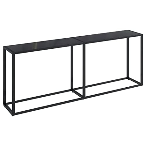 vidaXL Konsolentisch Konsole Beistelltisch Flurtisch Sideboard Ablagetisch Wandtisch Glastisch Tisch Schwarz 200x35x75,5cm Hartglas Stahl