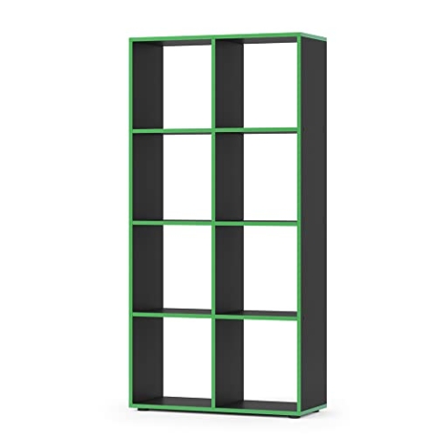 Vicco Raumteiler Scutum, stehendes Bücherregal, Schwarz/Grün, 72 x 143 cm