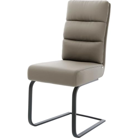 DELIFE Schwingstuhl Pela-Flex Freischwinger flach Schwarz Echt-Leder Schlamm Taschenfederkern