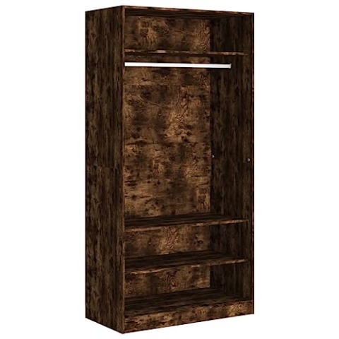 vidaXL Kleiderschrank, Garderobenschrank mit 4 Fächern, Schrank mit Kleiderstange, offener Schlafzimmerschrank, Räuchereiche Holzwerkstoff