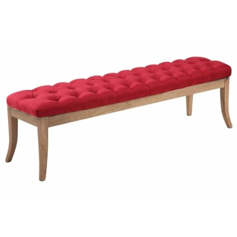 CLP Sitzbank Ramses mit hochwertiger Polsterung und Stoffbezug I Bank mit antik-Hellen Holzbeinen I Holzbank mit Einer Sitzhöhe von: 46 cm, Farbe:rot, Größe:150 cm