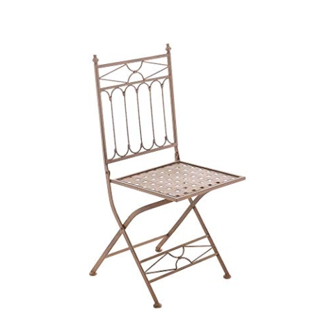 CLP Eisen-Klappstuhl ASINA in nostalgischem Design I Klappbarer Gartenstuhl mit edlen Verzierungen I erhältlich, Farbe:antik braun
